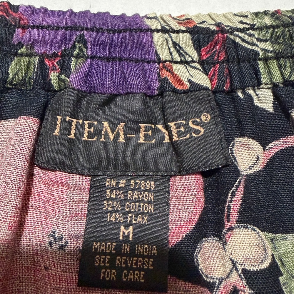 vintage item eyes brand black‎ floral aop button up skirt, women's medium #1414 - Picture 4 of 5